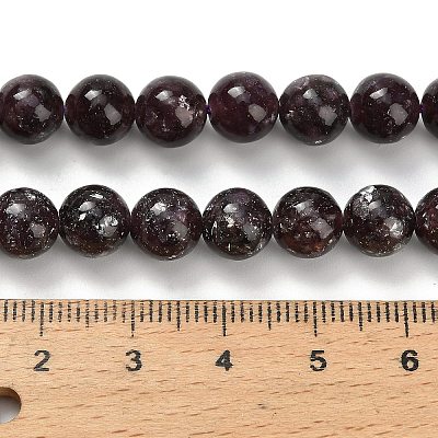 Natural Lepidolite/Purple Mica Stone Beads Strands G-H335-B03-8mm-A-1
