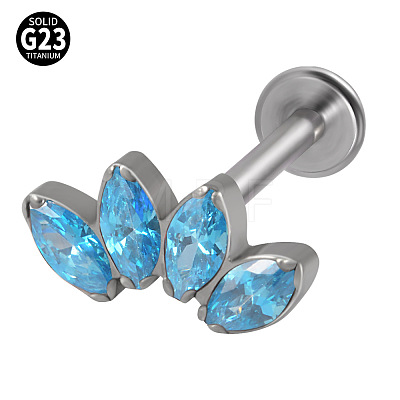 G23 Titanium with Cubic Zirconia Threadless Labrets WGA6216-07-1