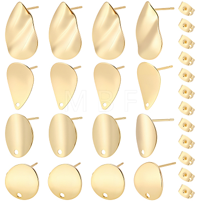 16Pcs 4 Styles Brass Stud Earring Findings KK-BBC0027-78-1