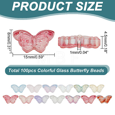 100Pcs Transparent Spray Painted Glass Beads GLAA-HY0001-41-1