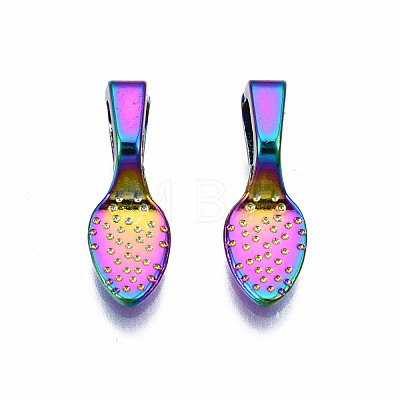 Rainbow Color Alloy Glue-on Flat Pad Bails for Pendant Making PALLOY-N163-097-NR-1