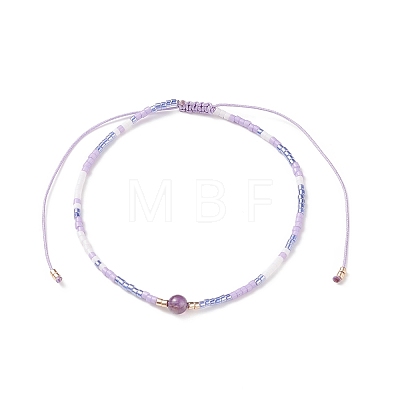 Mixed Natural Gemstone & Glass Seed Beaded Bracelets BJEW-JB08950-1