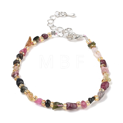 Natural Tourmaline Beads Bracelets for Women BJEW-H623-02S-04-1