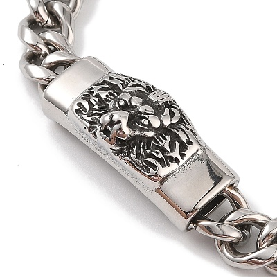 Ion Plating(IP) 304 Stainless Steel Lion Link Chain Bracelets for Men BJEW-B096-48A-AS-1