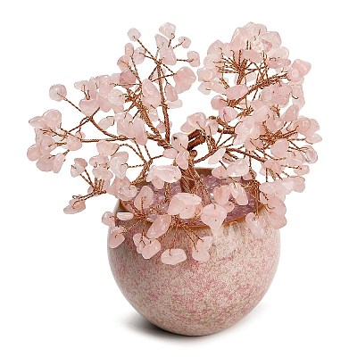 Natural Rose Quartz Chips Tree of Life Display Decorations GG-CBACC2B-02B-1