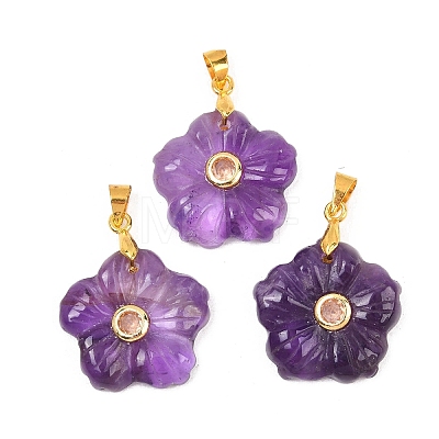 Natural Amethyst Carved Pendants G-A315-01G-03-1