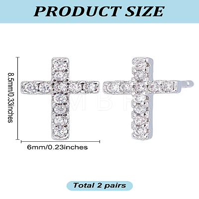 2 Pairs Brass Micro Pave Clear Cubic Zirconia Stud Earrings for Women EJEW-LP0001-57P-1