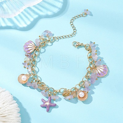 Natural Ametrine Chip Beads Bracelets BJEW-JB13155-03-1