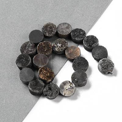 Electroplated Natural Druzy Agate Beads Strands G-M433-01G-1