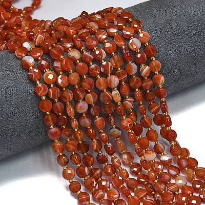 Natural Red Banded Agate Beads Strands G-K389-B16-01-1