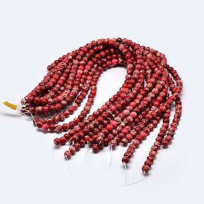 Natural Imperial Jasper Beads Strands G-I122-6mm-04-1