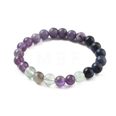 Bohemian Style Natural Mixed Gemstone Round Beaded Stretch Bracelets for Men NU8854-6-1