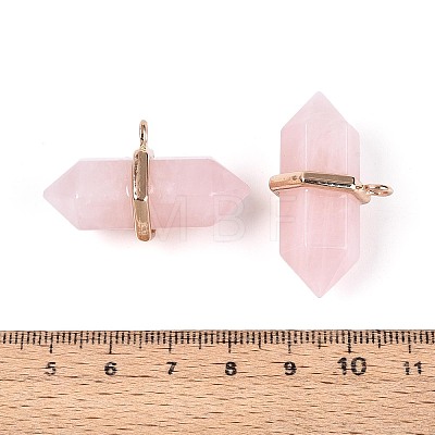 Natural Rose Quartz Double Terminal Pointed Pendants G-N345-09B-1