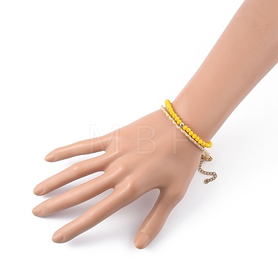 Glass Stretch Beaded Bracelets & Cotton Braided Cord Bracelet Sets BJEW-JB05401-03-1