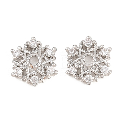 Christmas Brass Clear Cubic Zirconia Beads KK-B186-12P-1