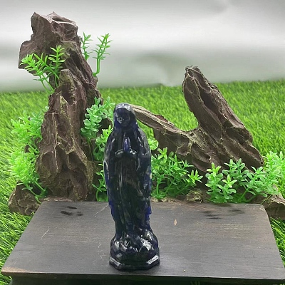 Natural Sodalite Carved Healing Virgin Mary Figurines PW-WG30485-07-1