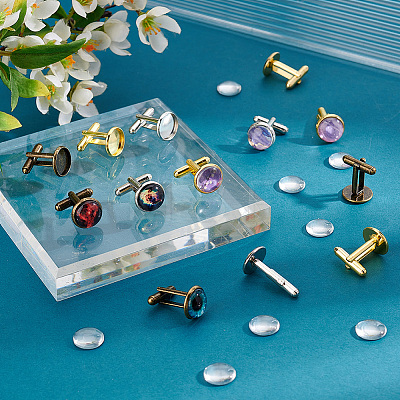   24Pcs 3 Style Rack Plating Brass Cufflinks KK-PH0006-69-1