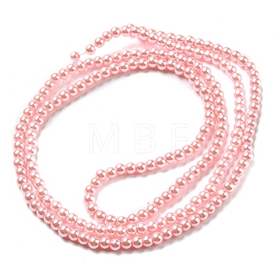 10 Strands Baking Painted Pearlized Glass Pearl Round Bead Strands HY-SZ0001-02A-01-1