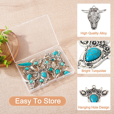  14Pcs 7 Styles Synthetic Turquoise Pendants FIND-TA0003-06-1