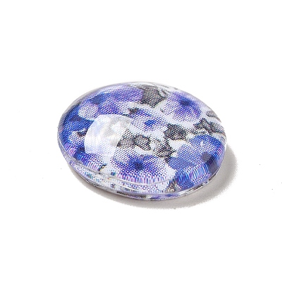 Half Round/Dome Floral Printed Glass Cabochons GGLA-A002-12mm-UU-1