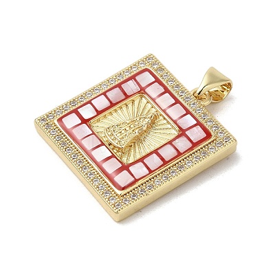 Brass Micro Pave Cubic Zirconia Pendants KK-K385-032G-1