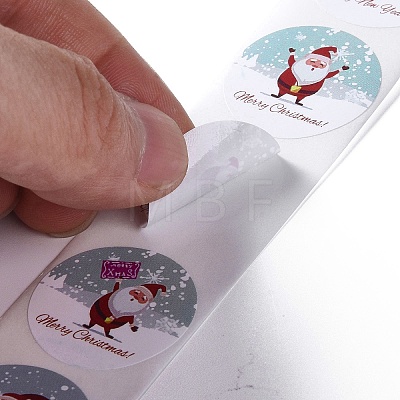 8 Patterns Santa Claus Round Dot Self Adhesive Paper Stickers Roll DIY-A042-01J-1