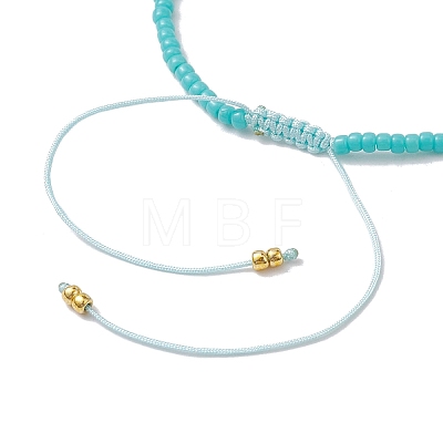 Adjustable Natural Amazonite & Seed Braided Bead Bracelets BJEW-JB10181-06-1
