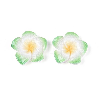Plumeria Flower Opaque Resin Cabochons CRES-T025-30G-02-1