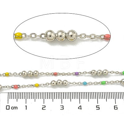 Brass Enamel Round Beaded Link Chain CHC-G022-07P-19-1