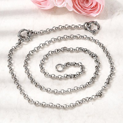 4.5MM 201 Stainless Steel Rolo Chain Necklaces for Unisex NJEW-K302-09P-1