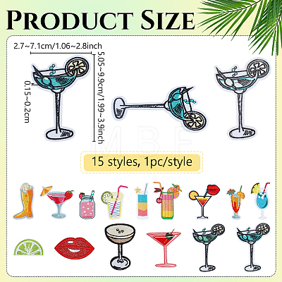 15Pcs 15 Styles Computerized Embroidery Polyester Iron on/Sew on Patches PATC-PH0001-81-1