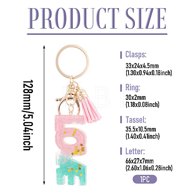 Alloy & Resin Tassel Keychainss AJEW-TADJ0001-20G-11-1