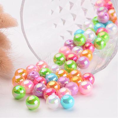 Colorful Round AB Color Acrylic Ball Beads for Kid Jewelry X-PL426-1
