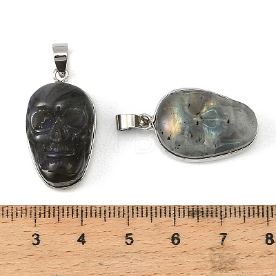 Halloween Natural Labradorite Carved Pendants G-D102-03P-1