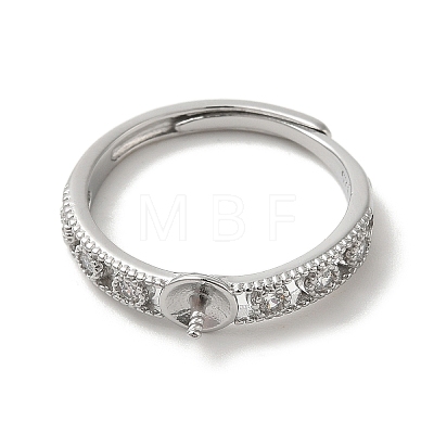 Rhodium Plated 925 Sterling Silver Micro Pave Cubic Zirconia Adjustable Ring Settings STER-NH0001-63P-1