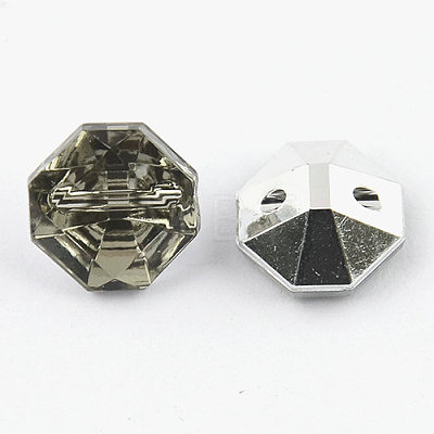 2-Hole Taiwan Acrylic Rhinestone Octagon Buttons X-BUTT-F016-25mm-19-1