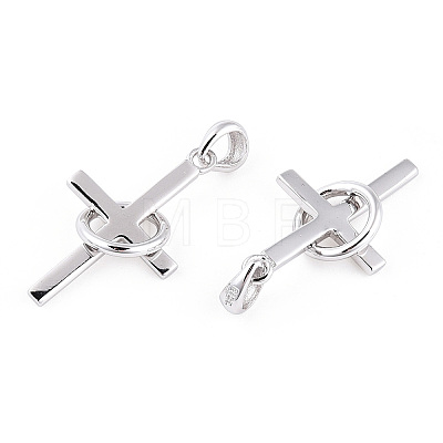 Rhodium Plated 925 Sterling Silver Pendants STER-T007-40P-1