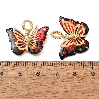 Brass Micro Pave Cubic Zirconia with Acrylic Pendants AC-CJC23E2-01G-01-RS-1
