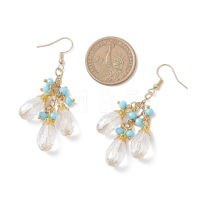 Glass Teardrop Dangle Earrings EJEW-JE06835-1