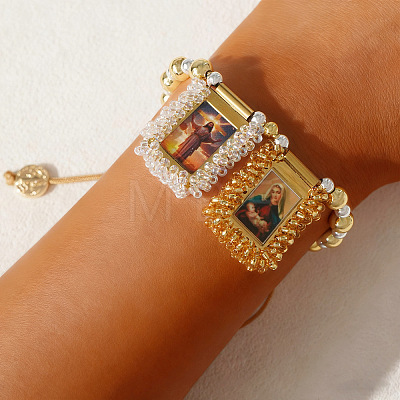 Adjustable Jesus & Virgin Mary Charm Cord Bracelets KQ6530-1