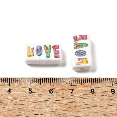 200Pcs Printed  Opaque Acrylic Beads OACR-R005-01B-1