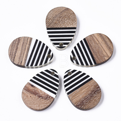 Resin & Walnut Wood Pendants X-RESI-T035-12-1