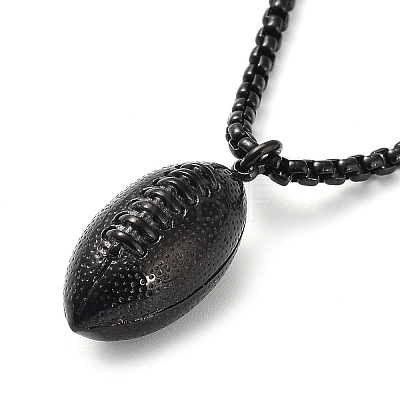 Vacuum Plating 304 Stainless Steel Rugby Pendant Necklaces NJEW-Z023-02EB-1