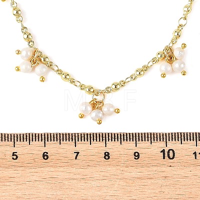 Natural Pearl Beads Potato Multi Pendant Brass Oval Link Chain Necklaces NJEW-JN06514-1
