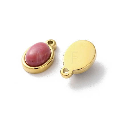Natural Mixed Gemstone Oval Charms STAS-Z099-14G-1