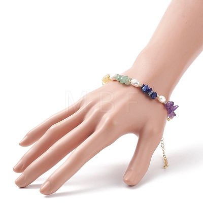 Natural Mixed Stone Chips Beaded Bracelets for Women BJEW-JB08715-1