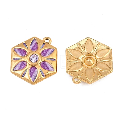 304 Stainless Steel Enamel & Rhinestone Pendants STAS-G398-26G-03-1