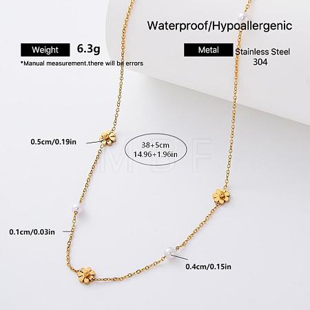 304 Stainless Steel & Imitation Pearl Link Chain Necklaces BE8835-3-1