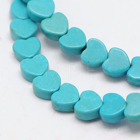 Dyed Synthetical Turquoise Heart Bead Strand G-P083-88B-1