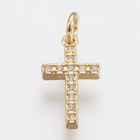 Brass Micro Pave Cubic Zirconia Pendants ZIRC-F083-008G-RS-1